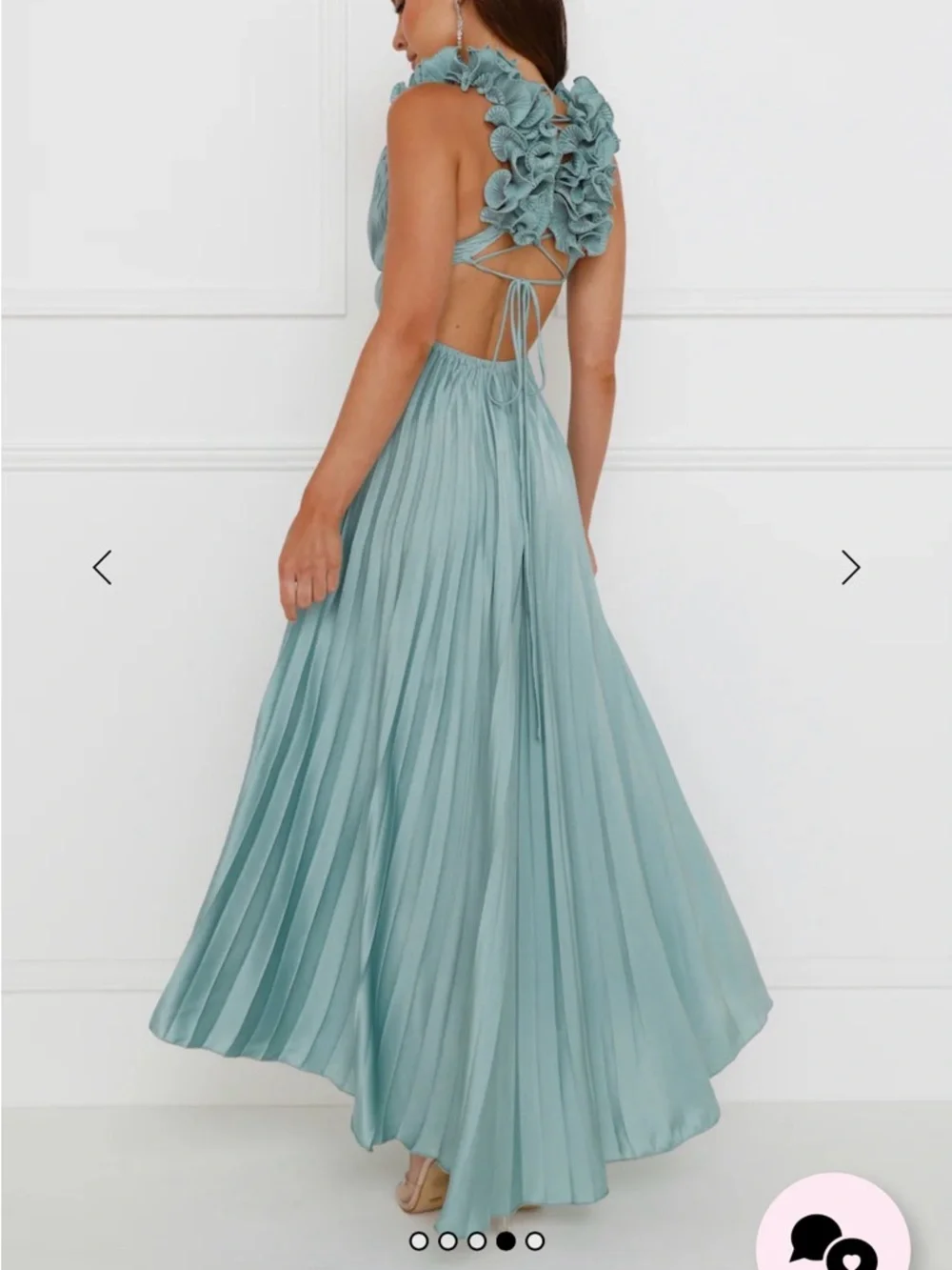 Hello Molly Sage Pleated V-Neck Dress - Picture 4 of 5